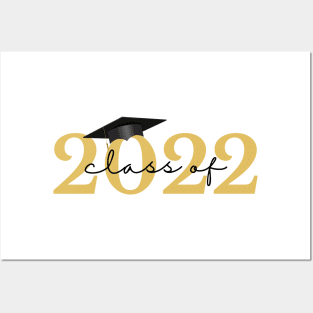 Class Of 2022. Simple Typography Gold and Black Graduation 2022 Design. Posters and Art